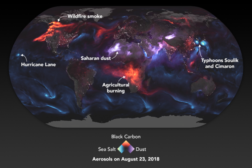 Ψυχεδελική αναπαράσταση της ατμοσφαιρικής ρύπανσης από τη NASA
