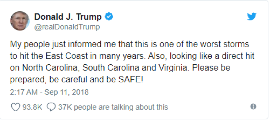 Ο κυκλώνας Φλόρενς εξασθένισε κι άλλο - Φόβοι για εκτεταμένες ζημιές από τις σφοδρές βροχοπτώσεις