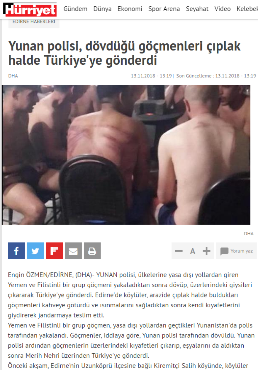 «Τουρκική προπαγάνδα» τα περί κακοποίησης μεταναστών στον Εβρο