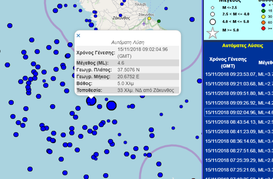 Διπλή σεισμική δόνηση στη Ζάκυνθο: 4,6 και 4,2 Ρίχτερ ταρακούνησαν το νησί 