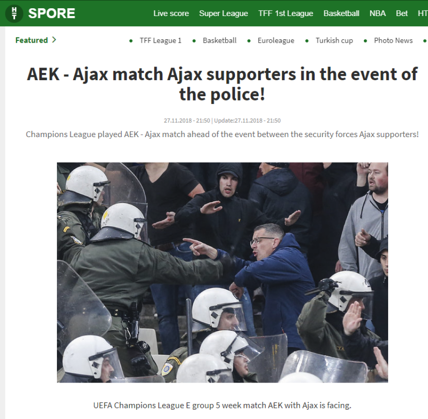 Επεισόδια στο ΑΕΚ-Άγιαξ: Διεθνής διασυρμός από το ξύλο στο ΟΑΚΑ