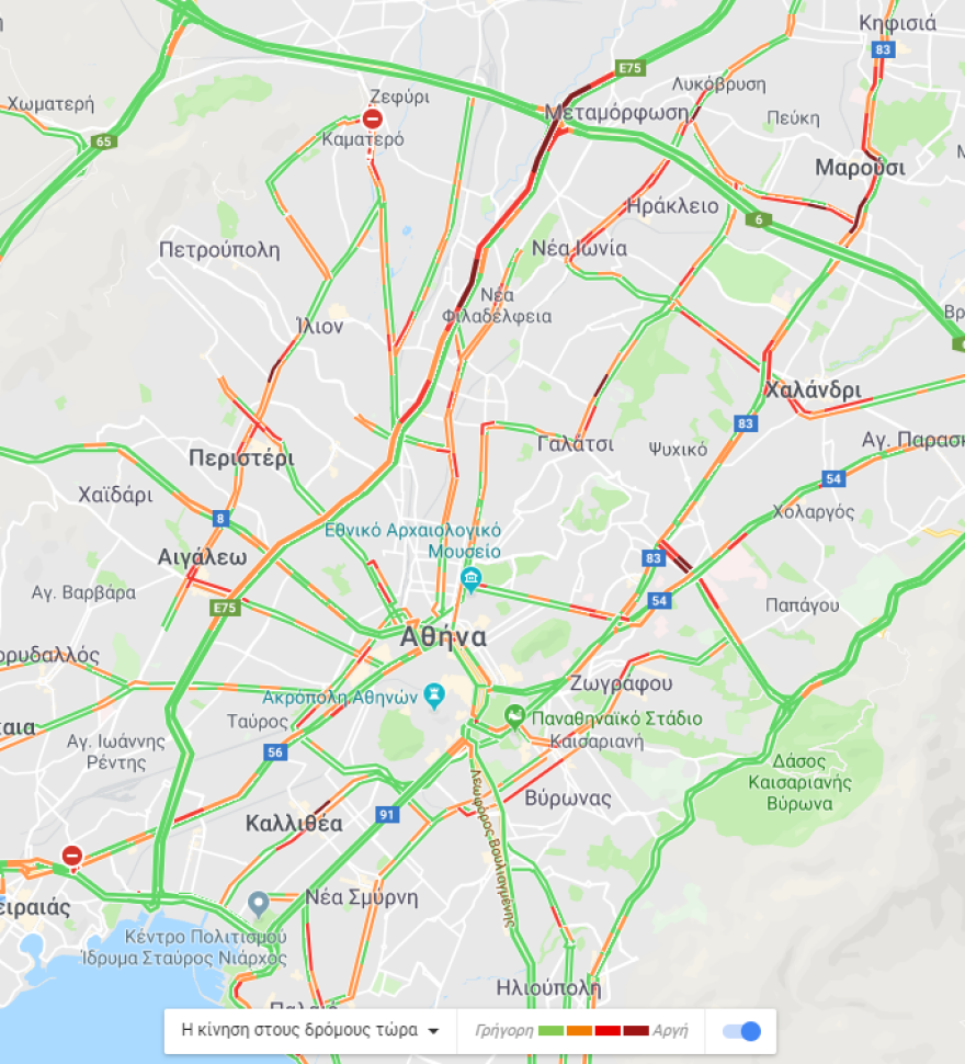Προβλήματα στους δρόμους της Αθήνας - Απέραντο πάρκινγκ έγινε η Εθνική