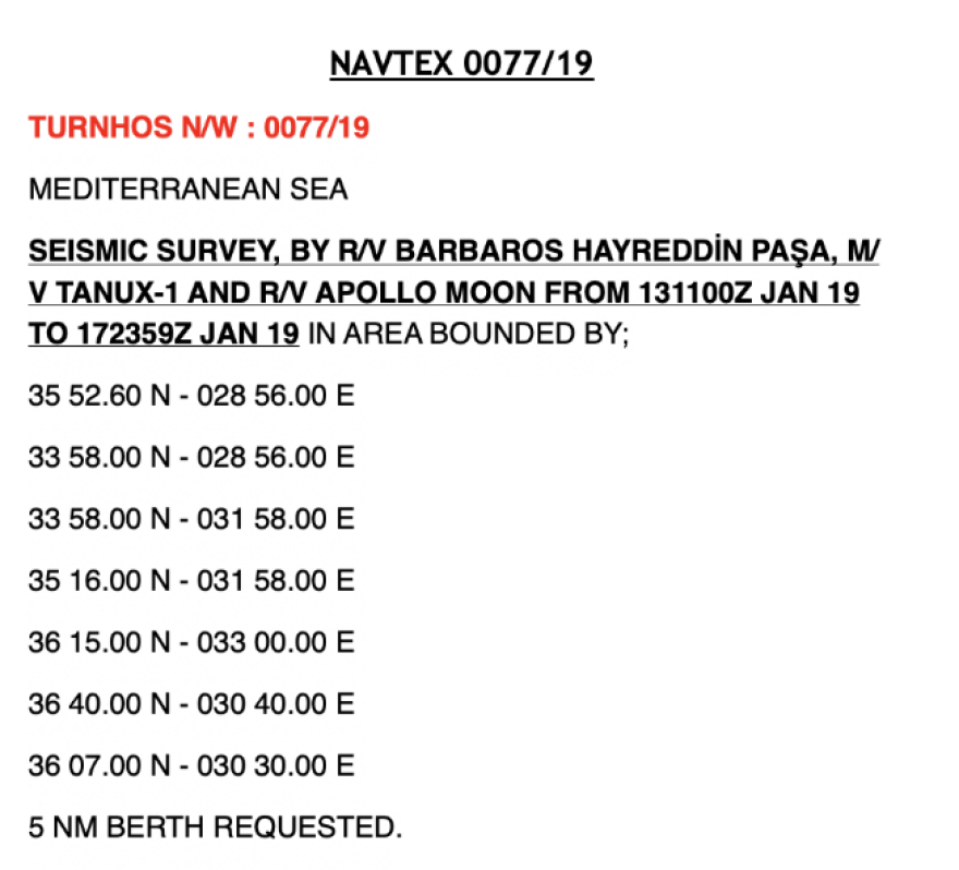 Νέα Navtex εξέδωσε η Τουρκία δυτικά της Κύπρου