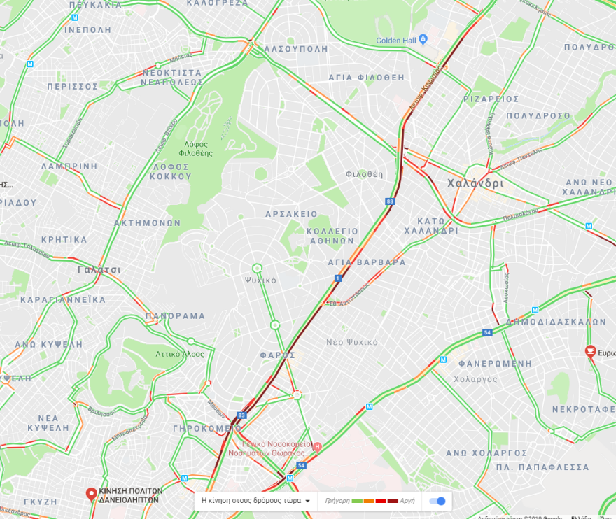 Μποτιλιάρισμα στην άνοδο της Κηφισίας γιατί... βάφουν τις μπάρες στον Παράδεισο Αμαρουσίου 