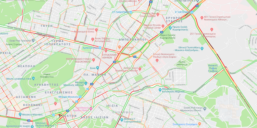 Κίνηση: Ομαλή η κυκλοφορία στους δρόμους της Αθήνας - Στο «κόκκινο» η κάθοδος της Κηφισίας 