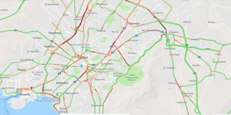 Κίνηση στους δρόμους:  «Έμφραγμα» σε κεντρικές αρτηρίες της Αθήνας