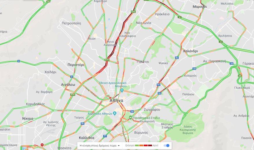 Κίνηση μετ' εμποδίων σε Κηφισό - Κηφισίας και στα δύο ρεύματα  