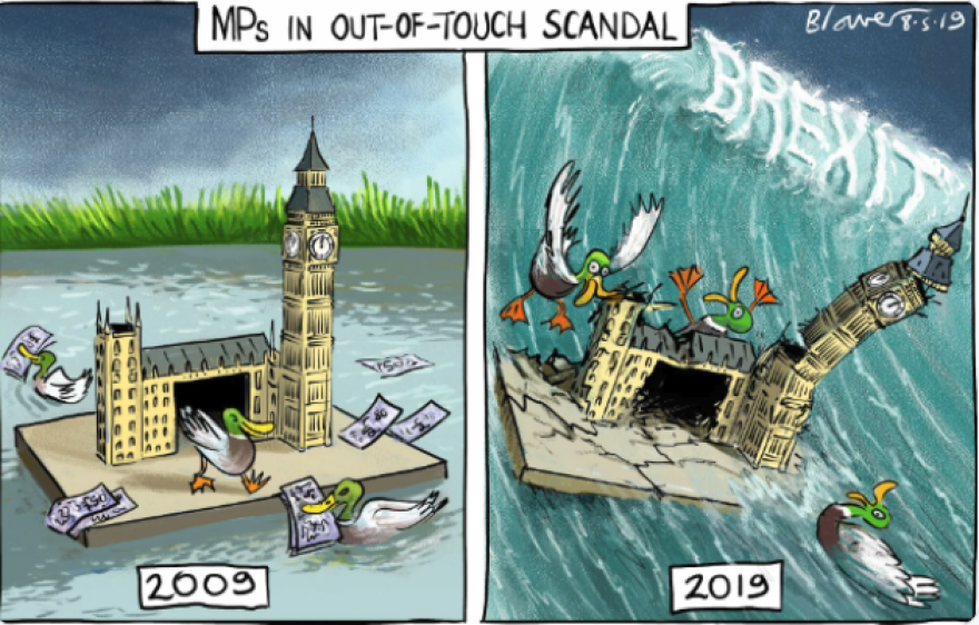 Ευρωεκλογές 2019: Το «τσουνάμι» του Brexit γκρεμίζει το βρετανικό κοινοβούλιο -  Δείτε το σκίτσο της Telegraph  
