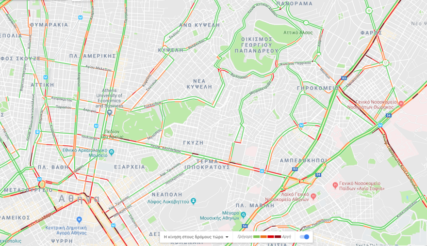 Κίνηση τώρα: Μποτιλιάρισμα στο κέντρο, λόγω τροχαίου στην Πατησίων