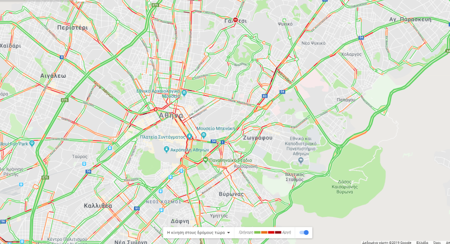 Live η κίνηση στους δρόμους: Μποτιλιάρισμα σε Κηφισίας, Αθηνών - Κορίνθου