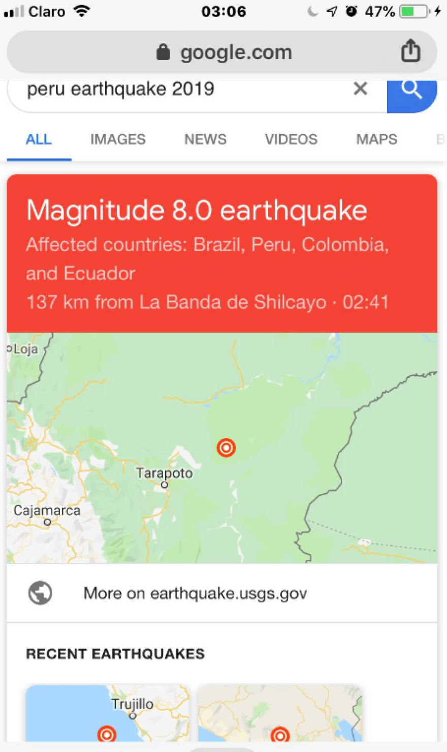 Σεισμός: 8 Ρίχτερ συγκλόνισαν το Περού 