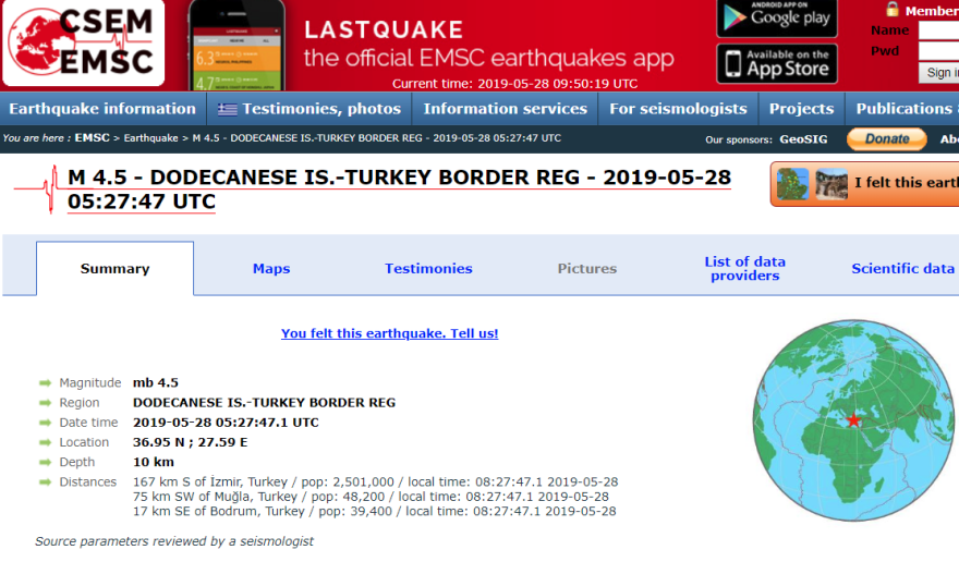 Σεισμός: 4 Ρίχτερ ανοιχτά της Κω