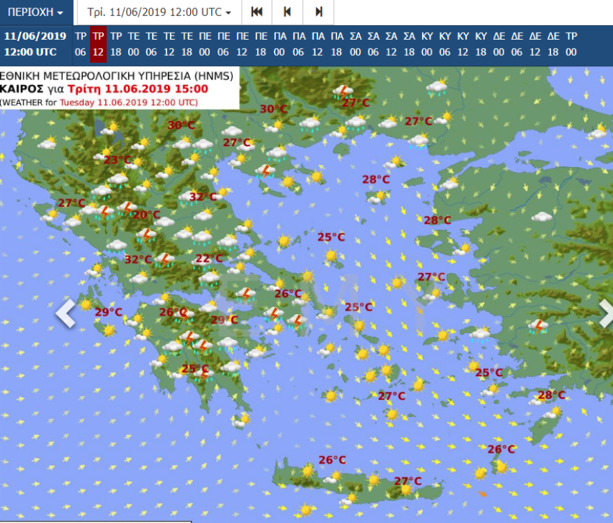 Καιρός τώρα: Με βροχές και καταιγίδες η Τρίτη - Πού θα είναι έντονα τα φαινόμενα
