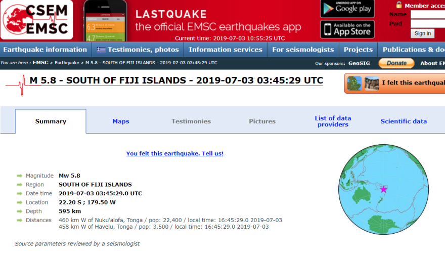 Σεισμός: 5,8 Ρίχτερ στα νησιά Φίτζι