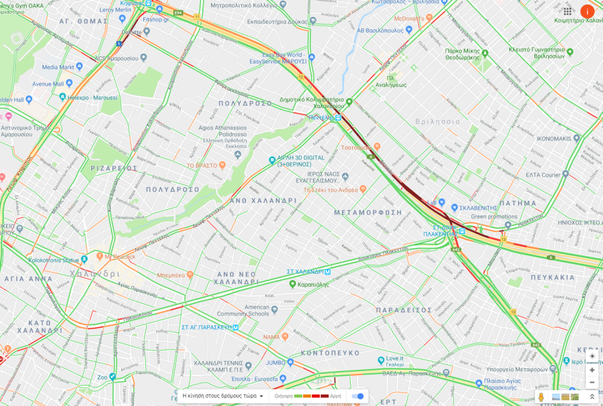 Κίνηση τώρα: Ουρά πέντε χιλιομέτρων από Δουκίσσης Πλακεντίας μέχρι Νερατζιώτισσα 