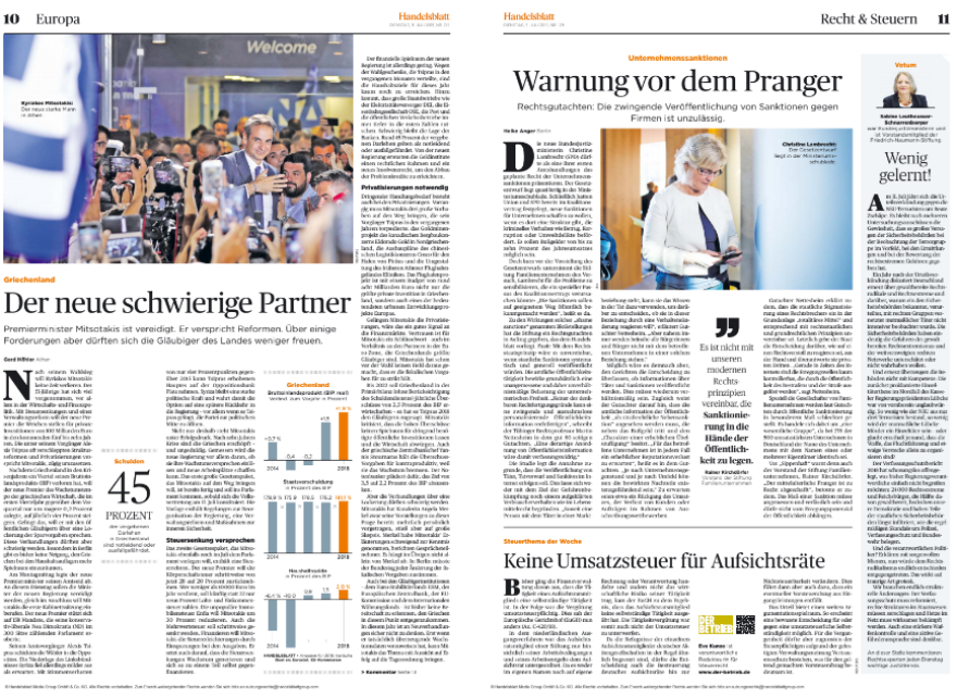 «Handelsblatt» για Μητσοτάκη: «O νέος δύσκολος εταίρος» 
