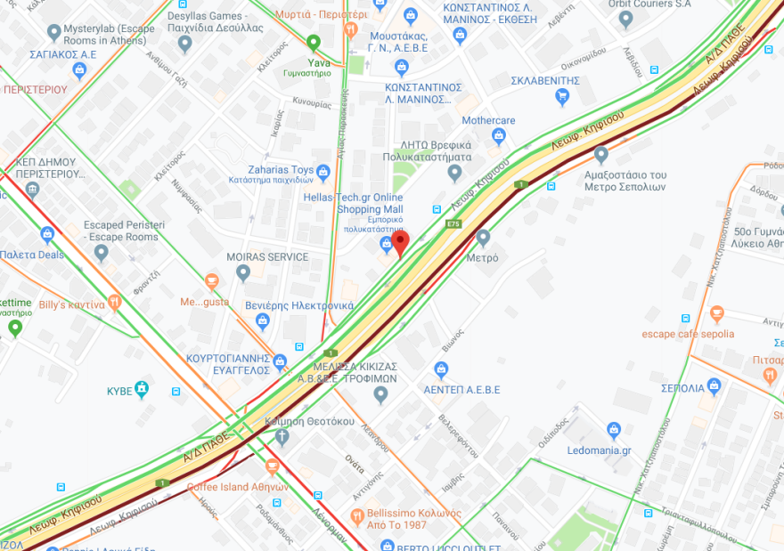 Αυξημένη κίνηση στη λεωφόρο Κηφισού λόγω τροχαίου