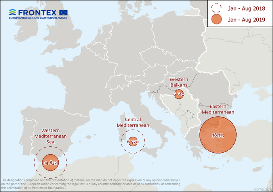 Frontex: To 75% των μεταναστών που έφτασαν στην Ευρώπη τον Αύγουστο πέρασαν από την Ελλάδα 