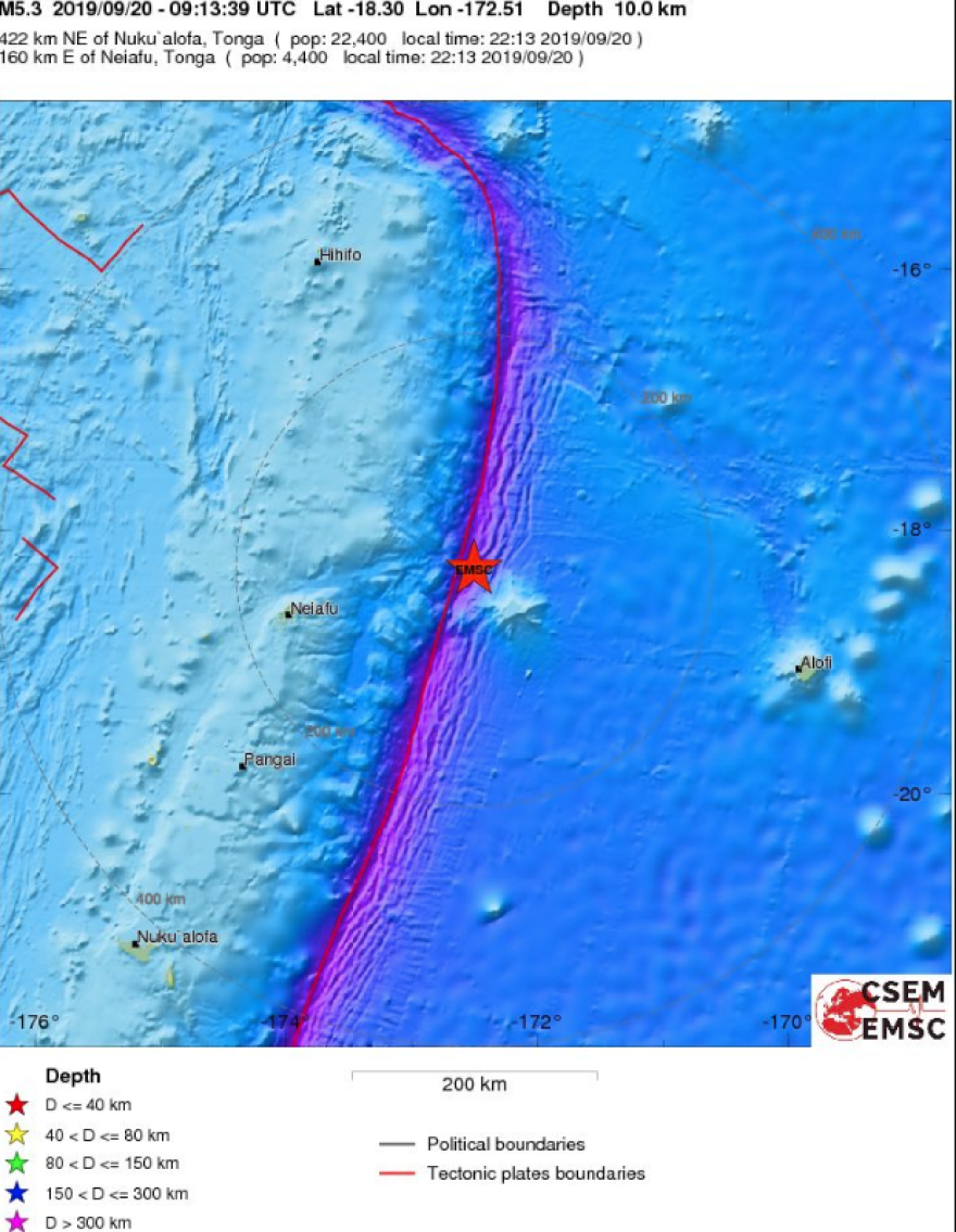 Σεισμός: 5,3 Ρίχτερ στις νήσους Τόνγκα στον Ειρηνικό Ωκεανό