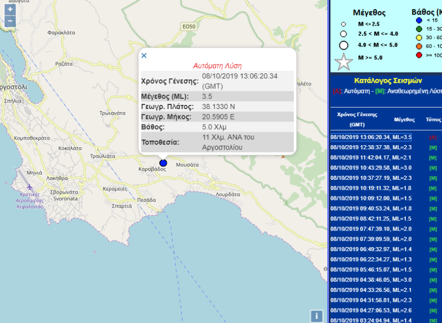Σεισμός 3,5 Ρίχτερ στην Κεφαλονιά 