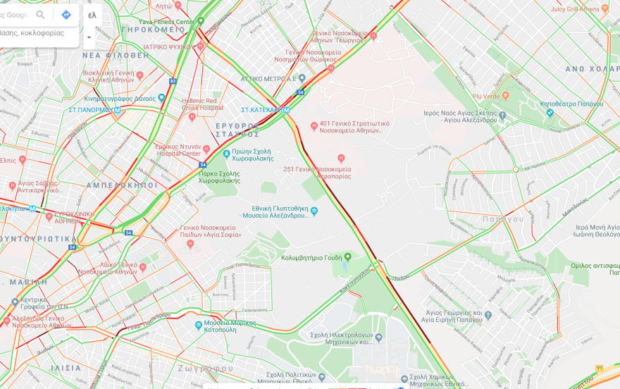 Δείτε την κίνηση στον χάρτη της Google - Μποτιλιάρισμα στην Κατεχάκη 