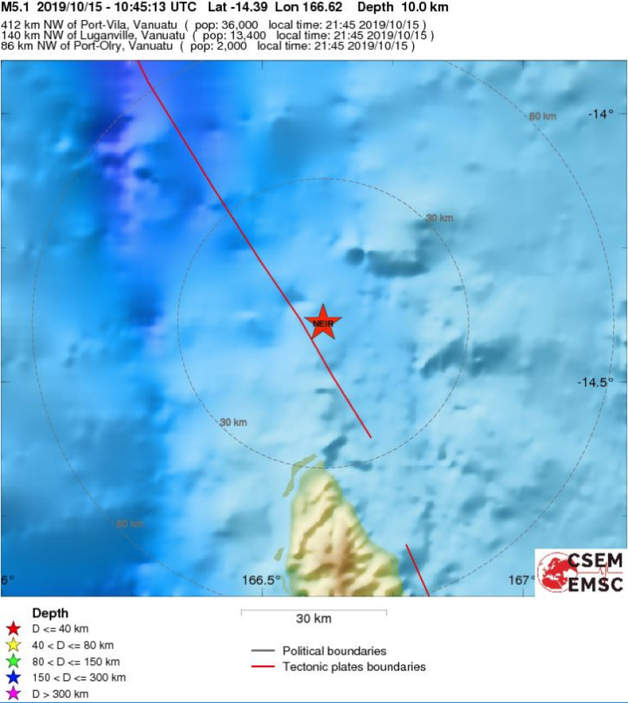 Σεισμός 5,1 Ρίχτερ στα νησιά Βανουάτου 