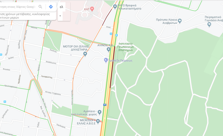 Κίνηση: Καραμπόλα αυτοκινήτων στην Κηφισίας, στο ύψος του ΚΑΤ