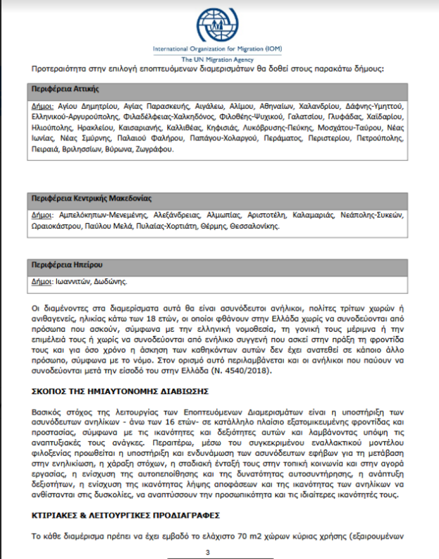Μεταναστευτικό: O διεθνής οργανισμός μετανάστευσης αναζητά διαμερίσματα για ανηλίκους