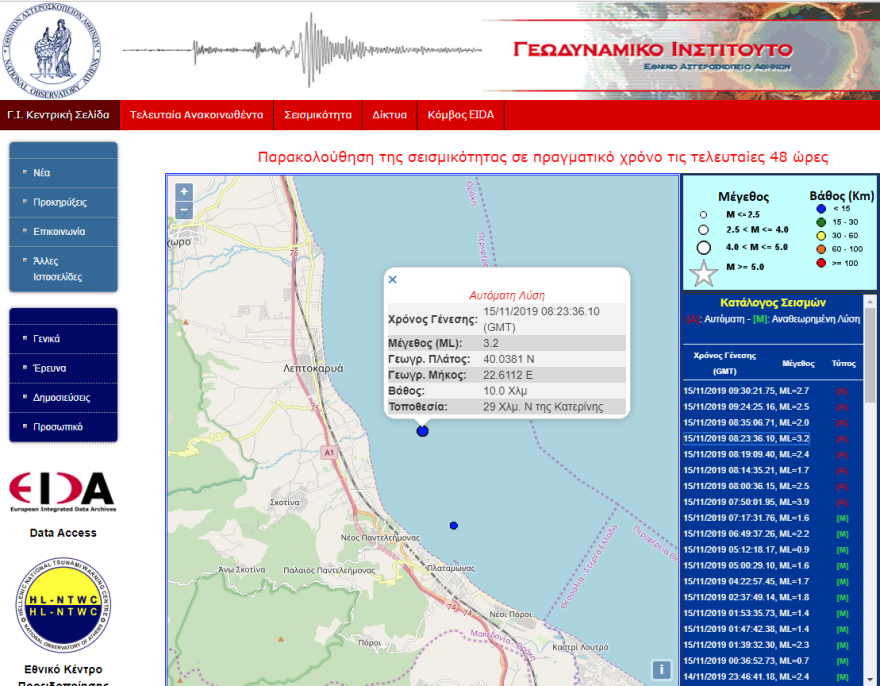 Σεισμός 3,2 Ρίχτερ στην Λεπτοκαρυά Πιερίας