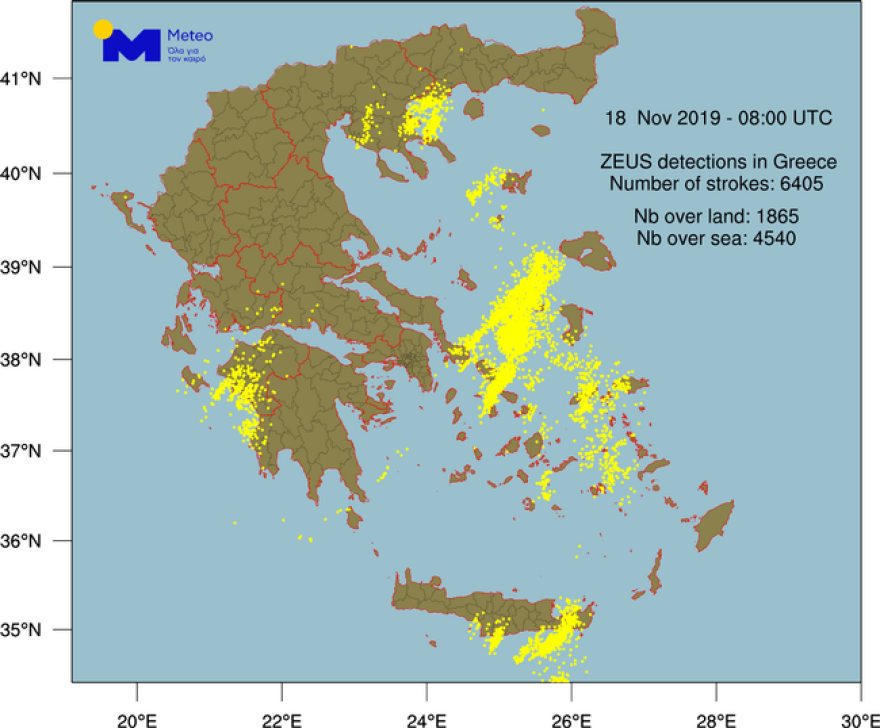Καιρός: Έπεσαν 6.400 κεραυνοί μέχρι τις 10 το πρωί