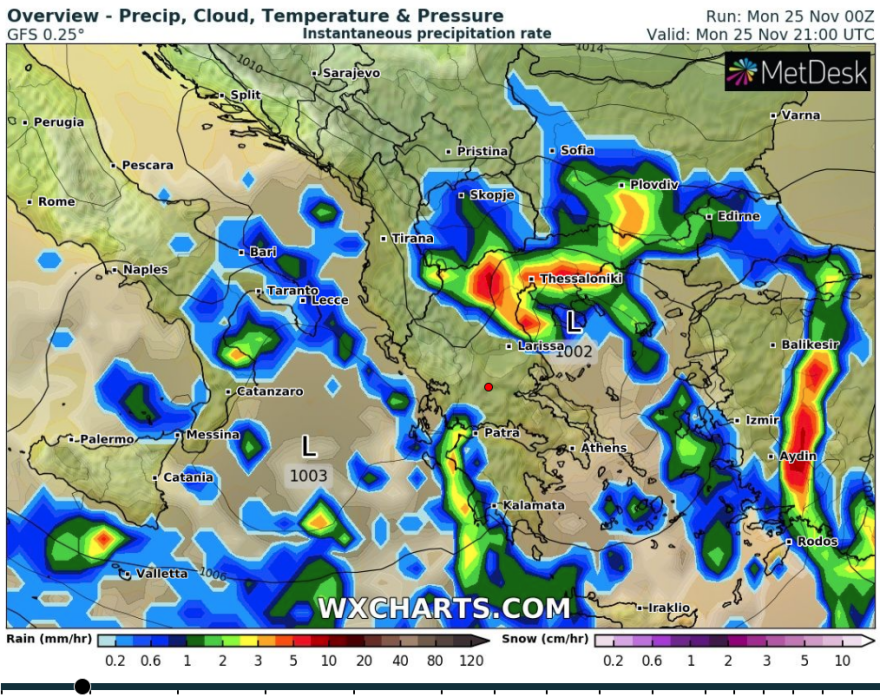 Καιρός - Κακοκαιρία «Γηρυόνης»: Οι χάρτες με τις περιοχές που θα «χτυπήσει» τις επόμενες ώρες 