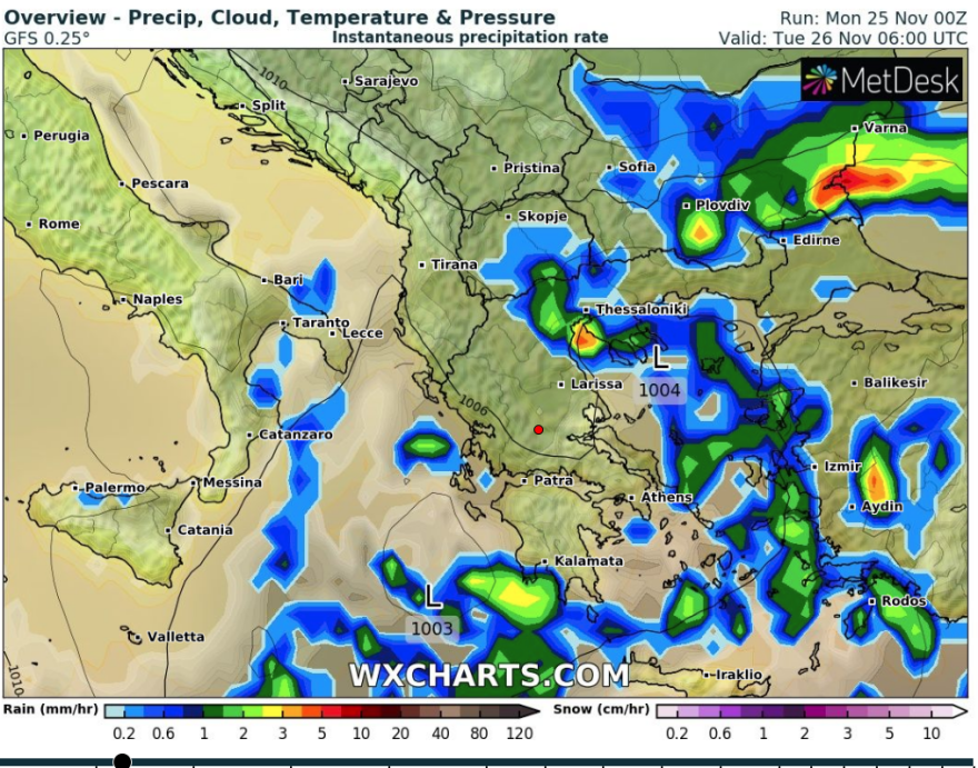 Καιρός - Κακοκαιρία «Γηρυόνης»: Οι χάρτες με τις περιοχές που θα «χτυπήσει» τις επόμενες ώρες 