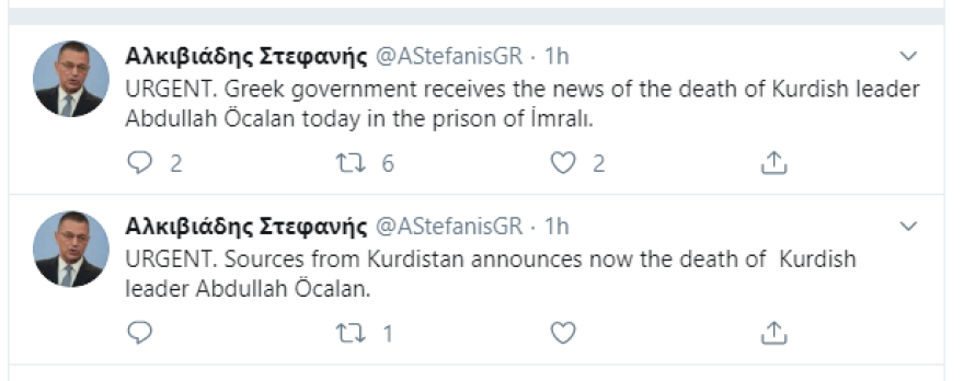 Ο Ιταλός φαρσέρ του Twitter ξαναχτύπησε: Έβαλε τον Αλκιβιάδη Στεφανή να ανακοινώσει τον «θάνατο» του Οτσαλάν