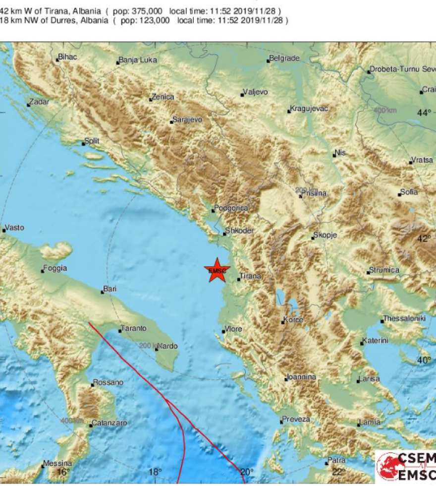 Σεισμός 4,9 Ρίχτερ στην Αλβανία