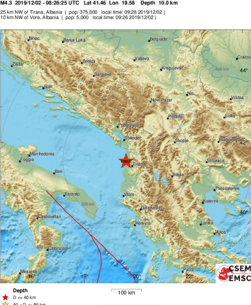 Σεισμός 4,3 Ρίχτερ στην Αλβανία 