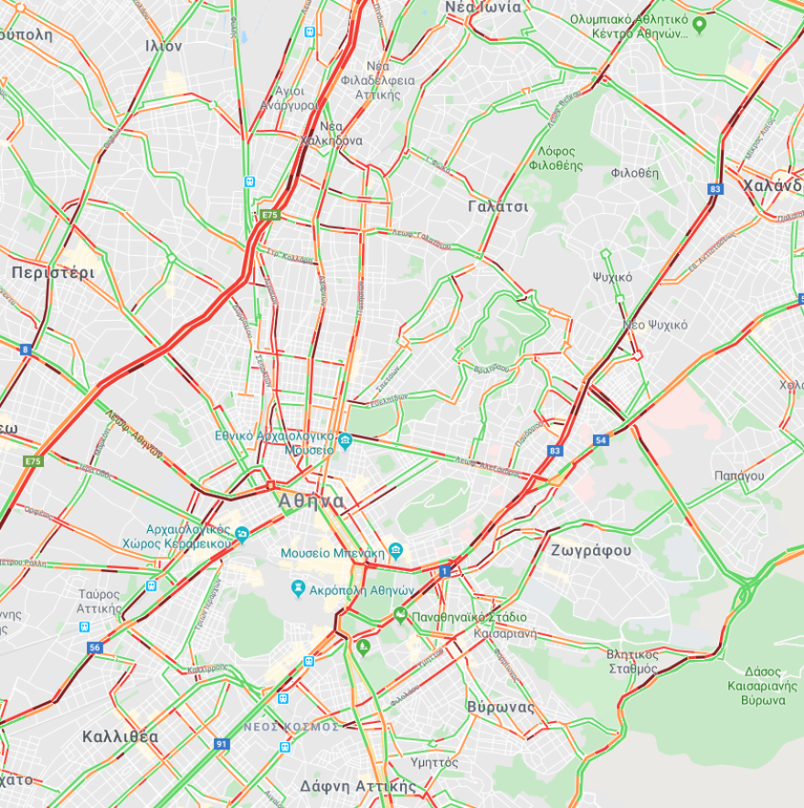 Κίνηση: «Κόλαση» στον Κηφισό - Ουρές χιλιομέτρων λόγω καραμπόλας στο ρεύμα προς Λαμία 