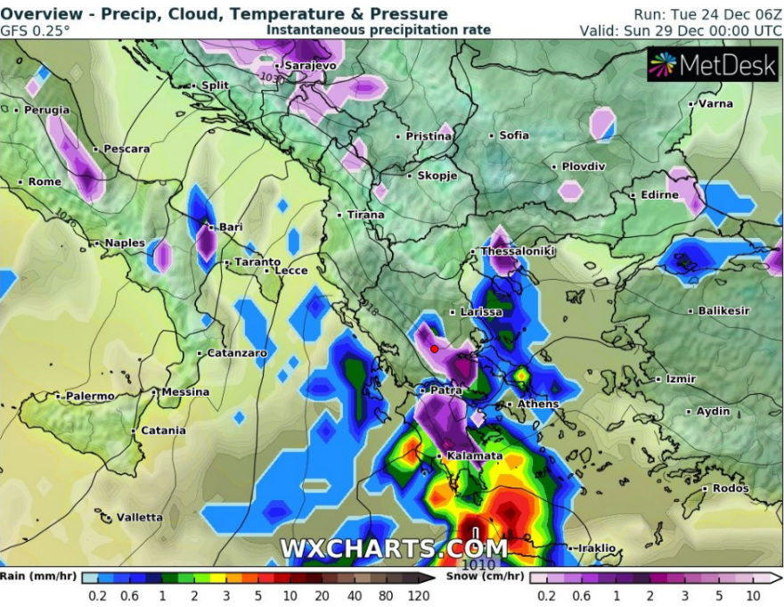 Καιρός: Ψυχρή εισβολή πριν την Πρωτοχρονιά - Δείτε χάρτες με τις θερμοκρασίες 
