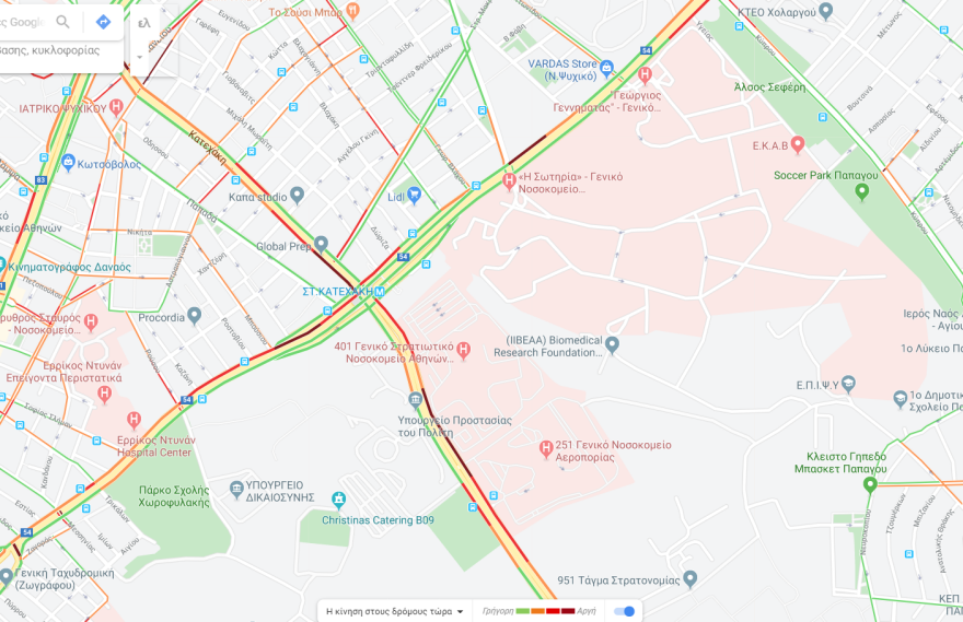 Κίνηση: Μποτιλιάρισμα  σε Κατεχάκη - Μεσογείων, λόγω τροχαίου - Δείτε χάρτη