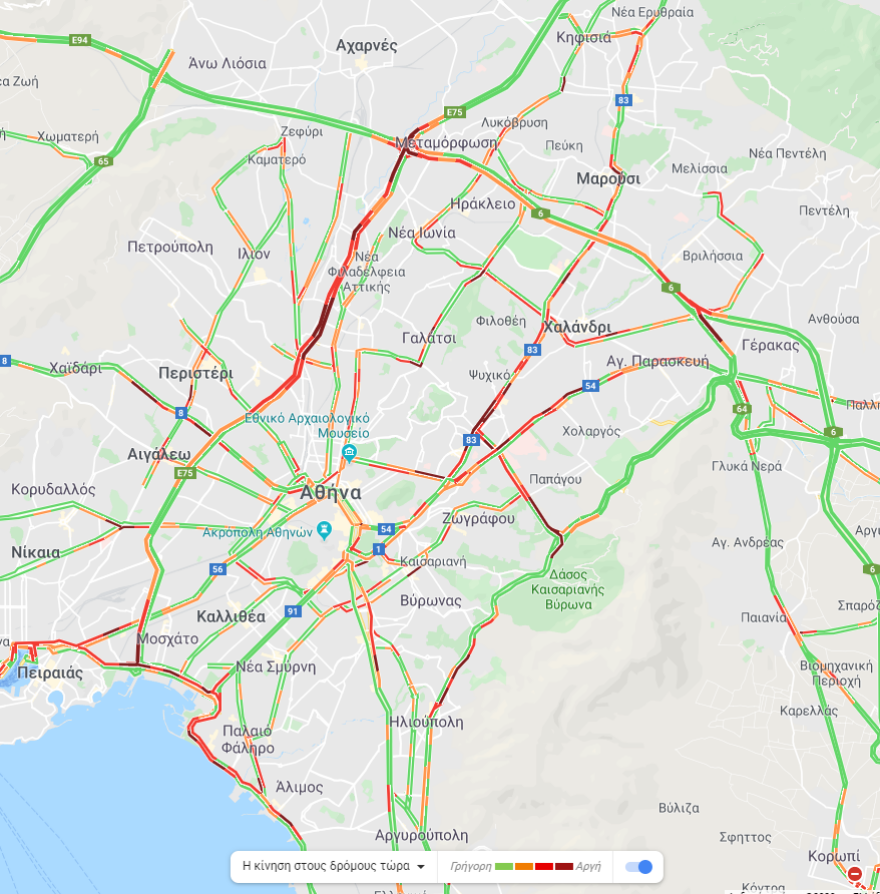 Κίνηση στους δρόμους: Μποτιλιάρισμα σε Κηφισό, Κατεχάκη και Παραλιακή 