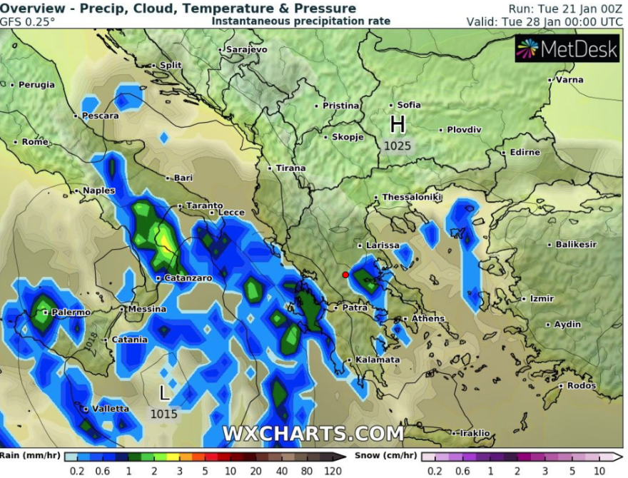 Καιρός: Έρχεται κακοκαιρία από 28 Ιανουαρίου - Δείτε χάρτες με τις πρώτες εκτιμήσεις 