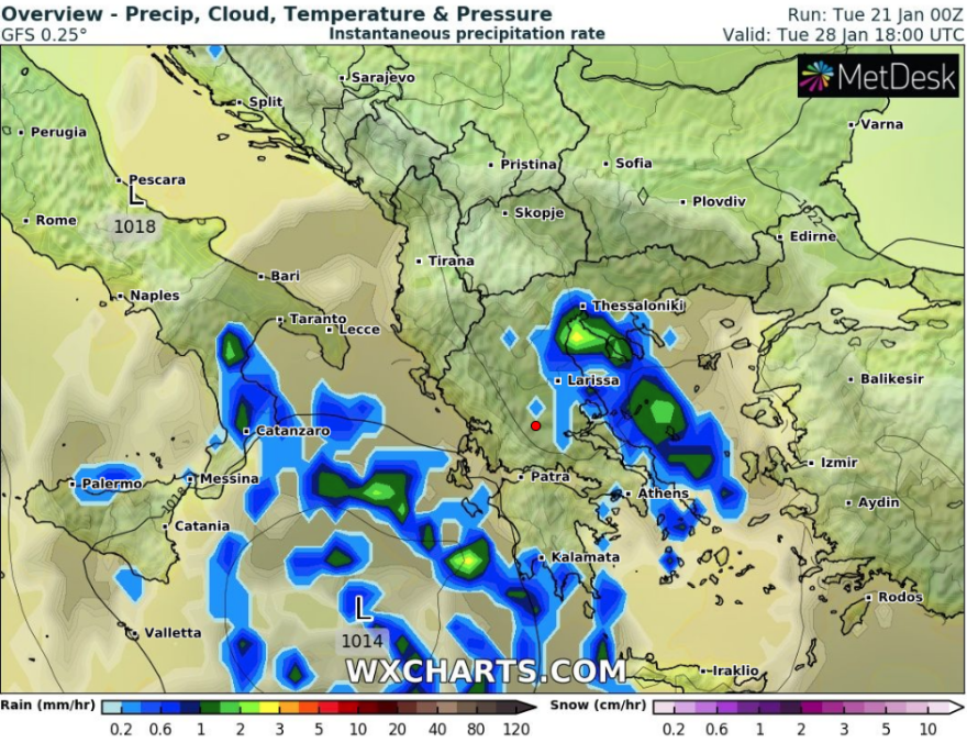 Καιρός: Έρχεται κακοκαιρία από 28 Ιανουαρίου - Δείτε χάρτες με τις πρώτες εκτιμήσεις 