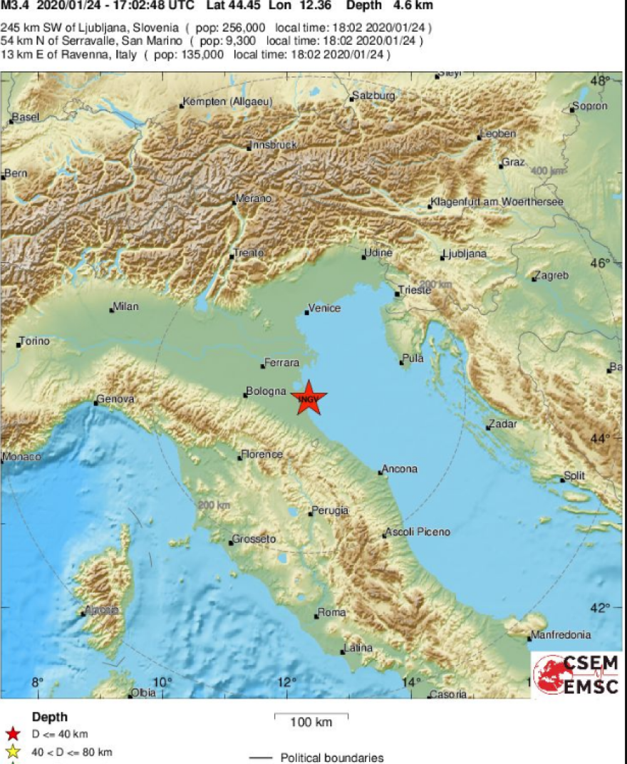 Σεισμός 3,4 Ρίχτερ στην Ιταλία 