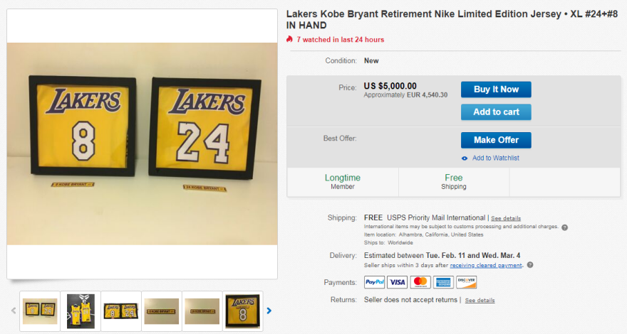 Κόμπι Μπράιαντ: Χαμός στο Διαδίκτυο με την πώληση «προσωπικών» του αντικειμένων  