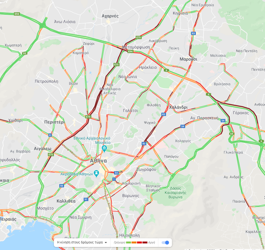 Κίνηση τώρα: Μποτιλιάρισμα στον Κηφισό - Προβλήματα στους δρόμους από το ψιλόβροχο