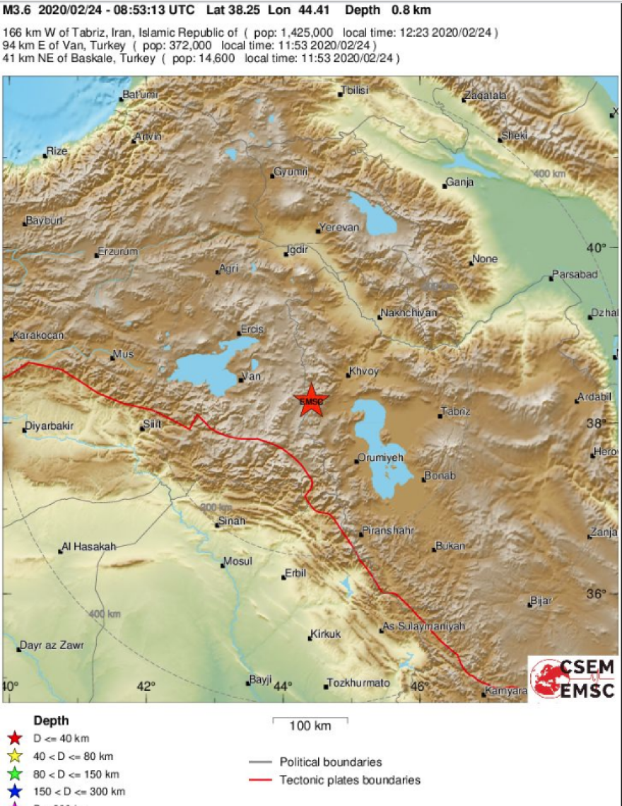 Σεισμός 3,6 Ρίχτερ στα σύνορα Τουρκίας - Ιράν