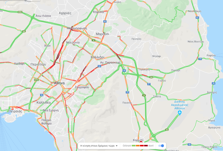Κίνηση τώρα: Με δυσκολία η κυκλοφορία στην Εθνική Οδό Αθηνών - Λαμίας  