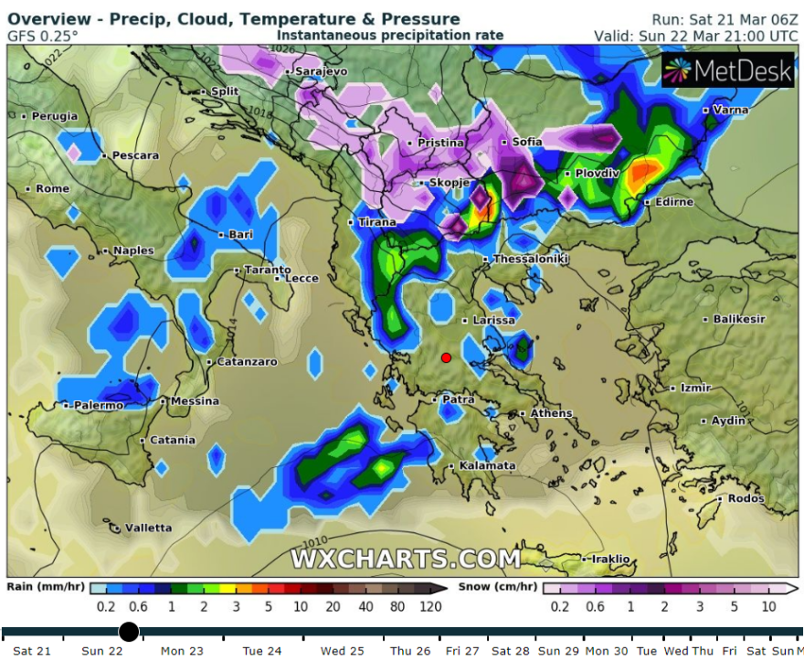 Καιρός: Δείτε σε χάρτες το διπλό «κύμα» κακοκαιρίας - Βροχές και σημαντική πτώση της θερμοκρασίας