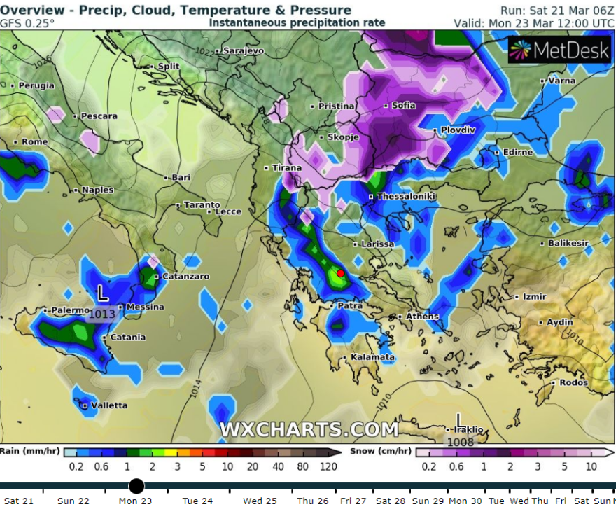 Καιρός: Δείτε σε χάρτες το διπλό «κύμα» κακοκαιρίας - Βροχές και σημαντική πτώση της θερμοκρασίας