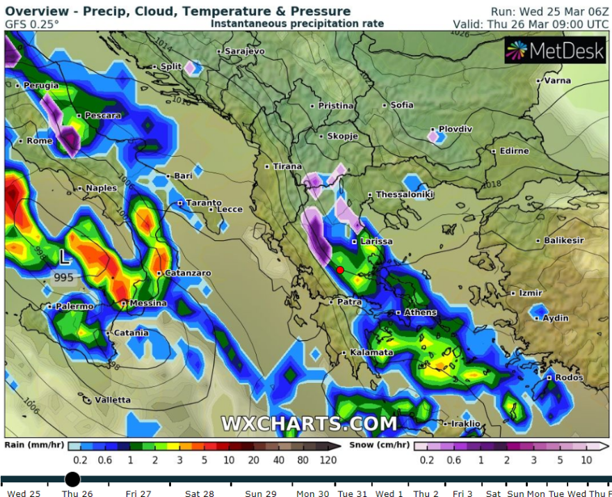 Καιρός: Βροχές και θυελλώδεις άνεμοι έως 9 μποφόρ - Δείτε σε χάρτες που «χτυπά» το νέο «κύμα» κακοκαιρίας 