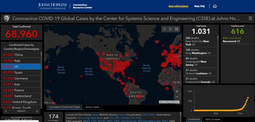 Κορωνοϊός - ΗΠΑ: Το Johns Hopkins University «δίνει» 1.031 νεκρούς